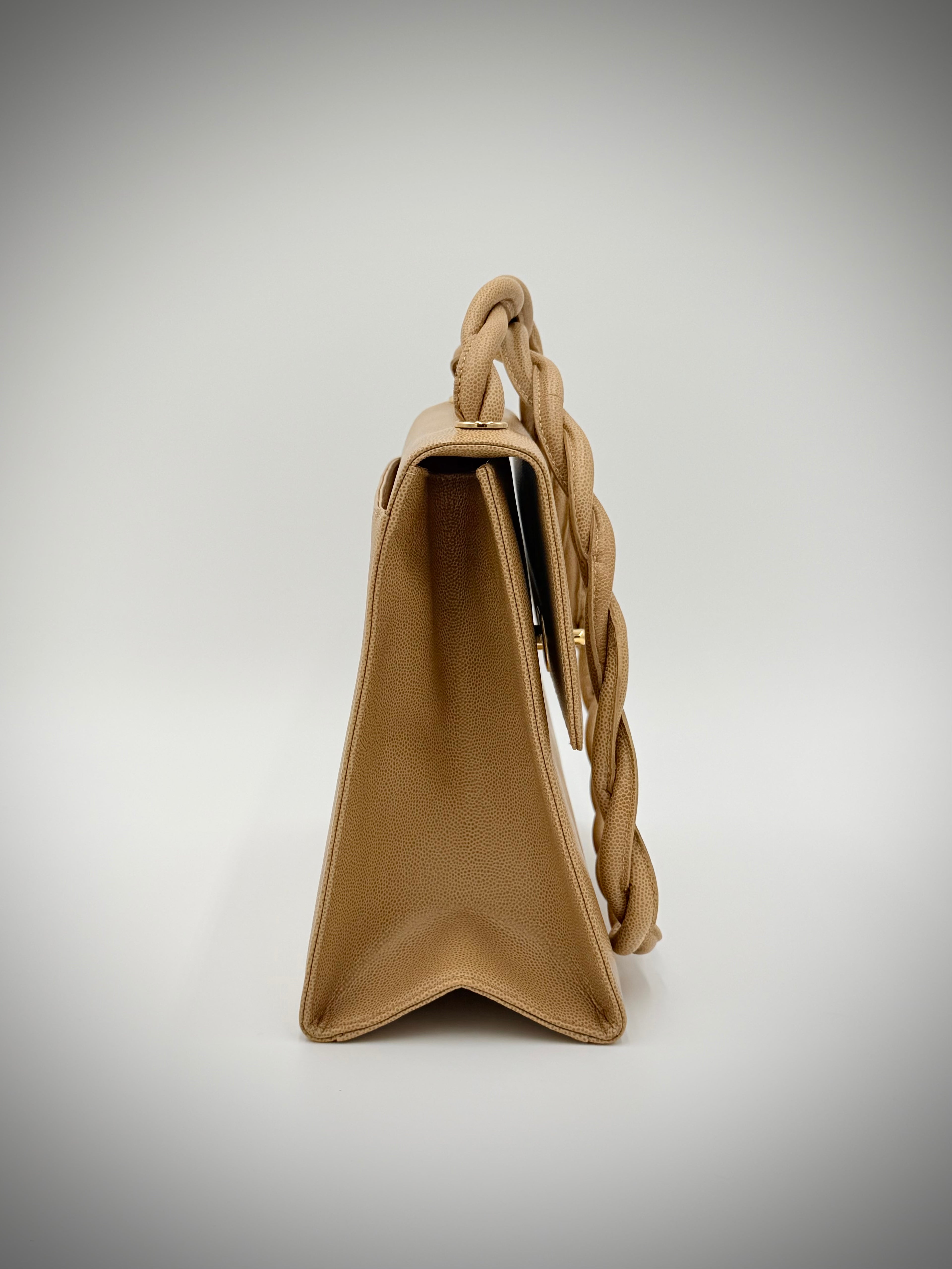 Chanel Beige Matelassé Caviar Twisted-Strap Bag — 1997-1999