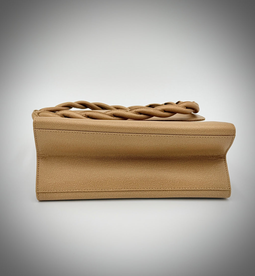 Chanel Beige Matelassé Caviar Twisted-Strap Bag — 1997-1999