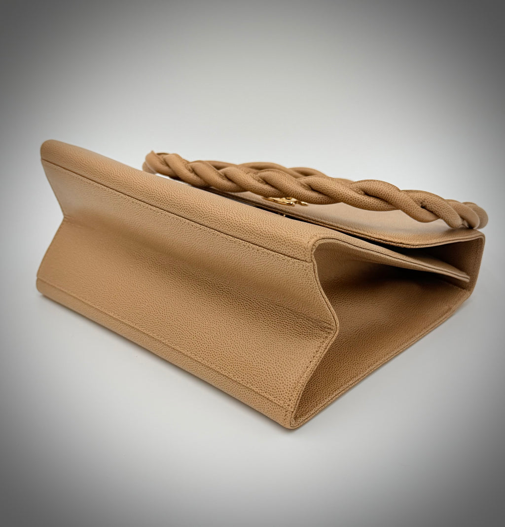 Chanel Beige Matelassé Caviar Twisted-Strap Bag — 1997-1999