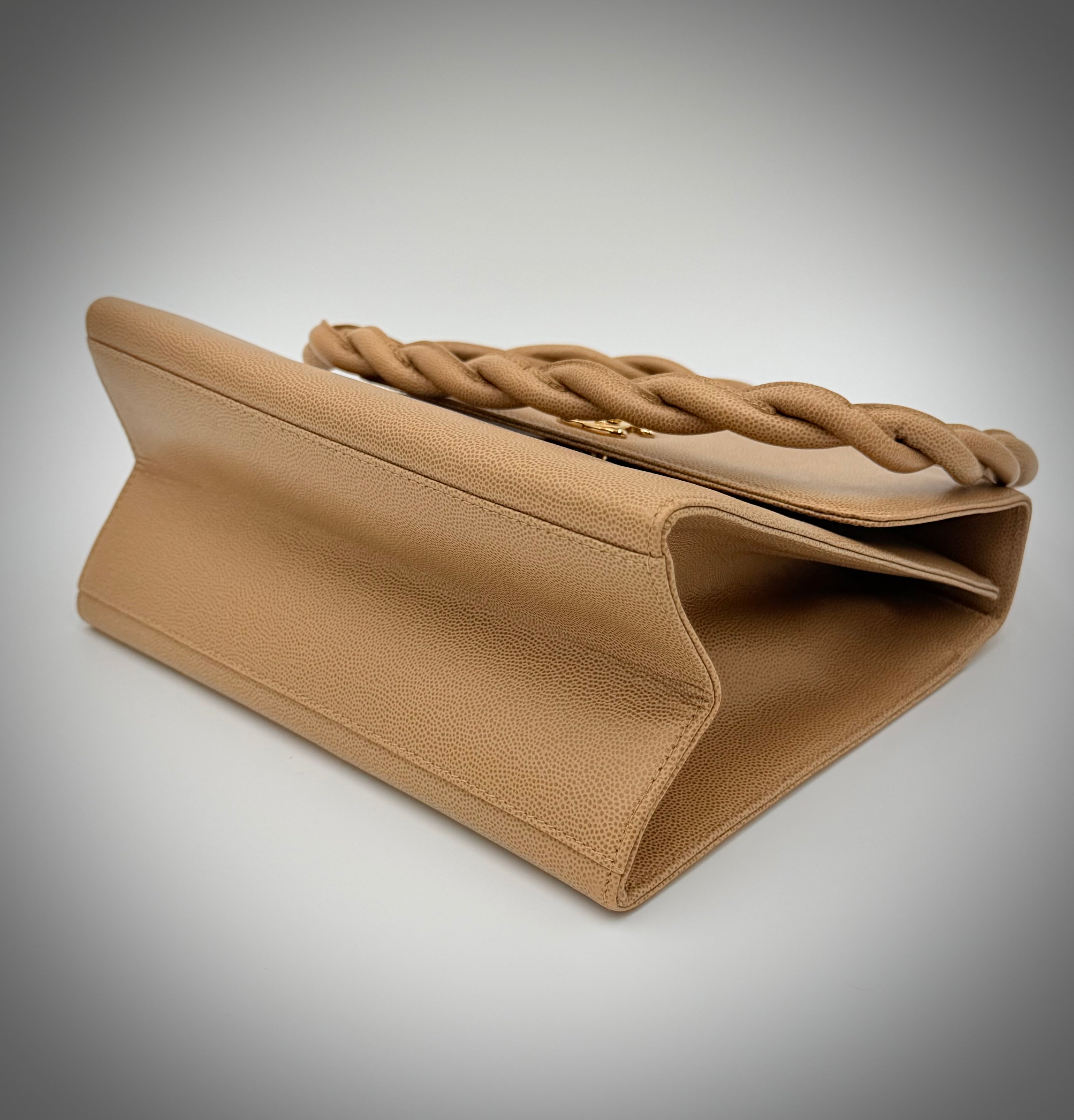 Chanel Beige Matelassé Caviar Twisted-Strap Bag — 1997-1999