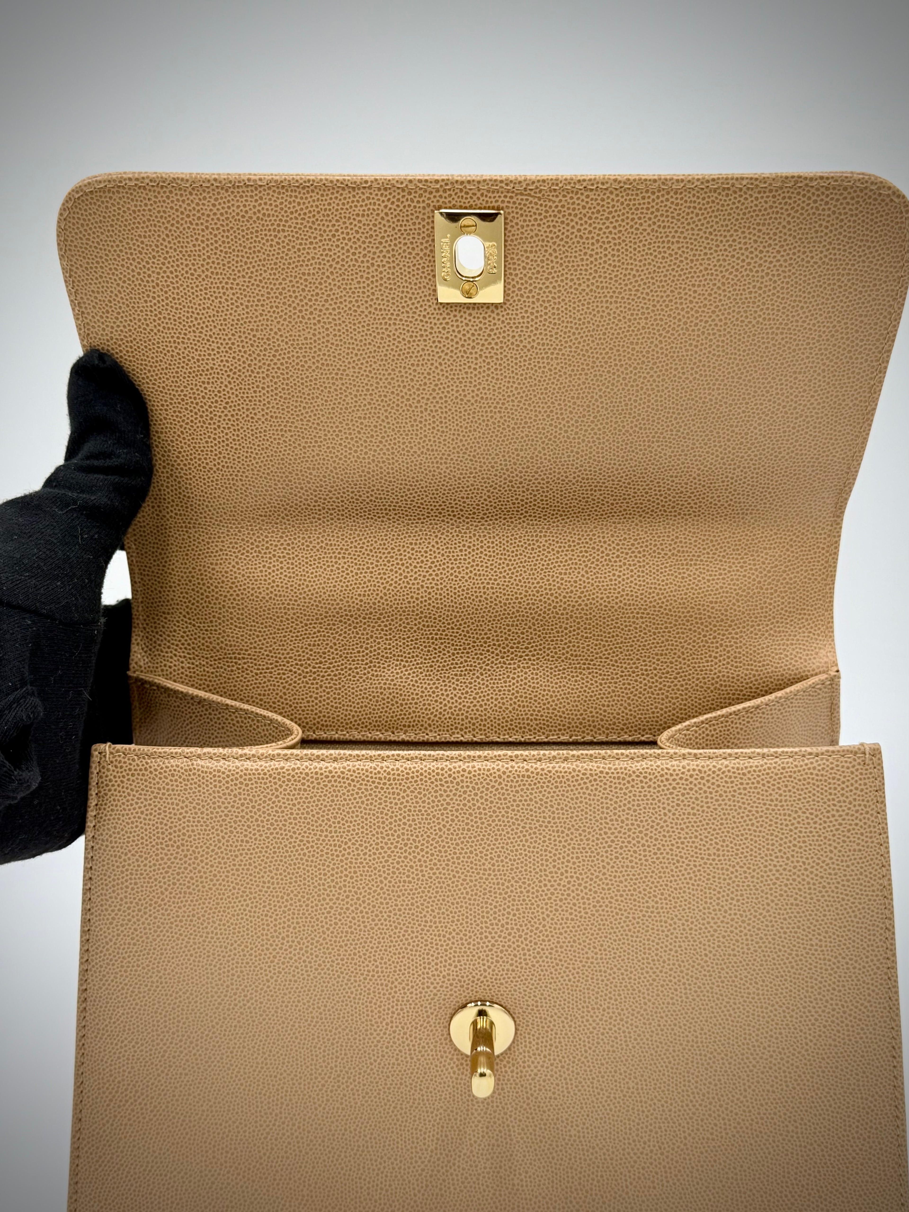 Chanel Beige Matelassé Caviar Twisted-Strap Bag — 1997-1999