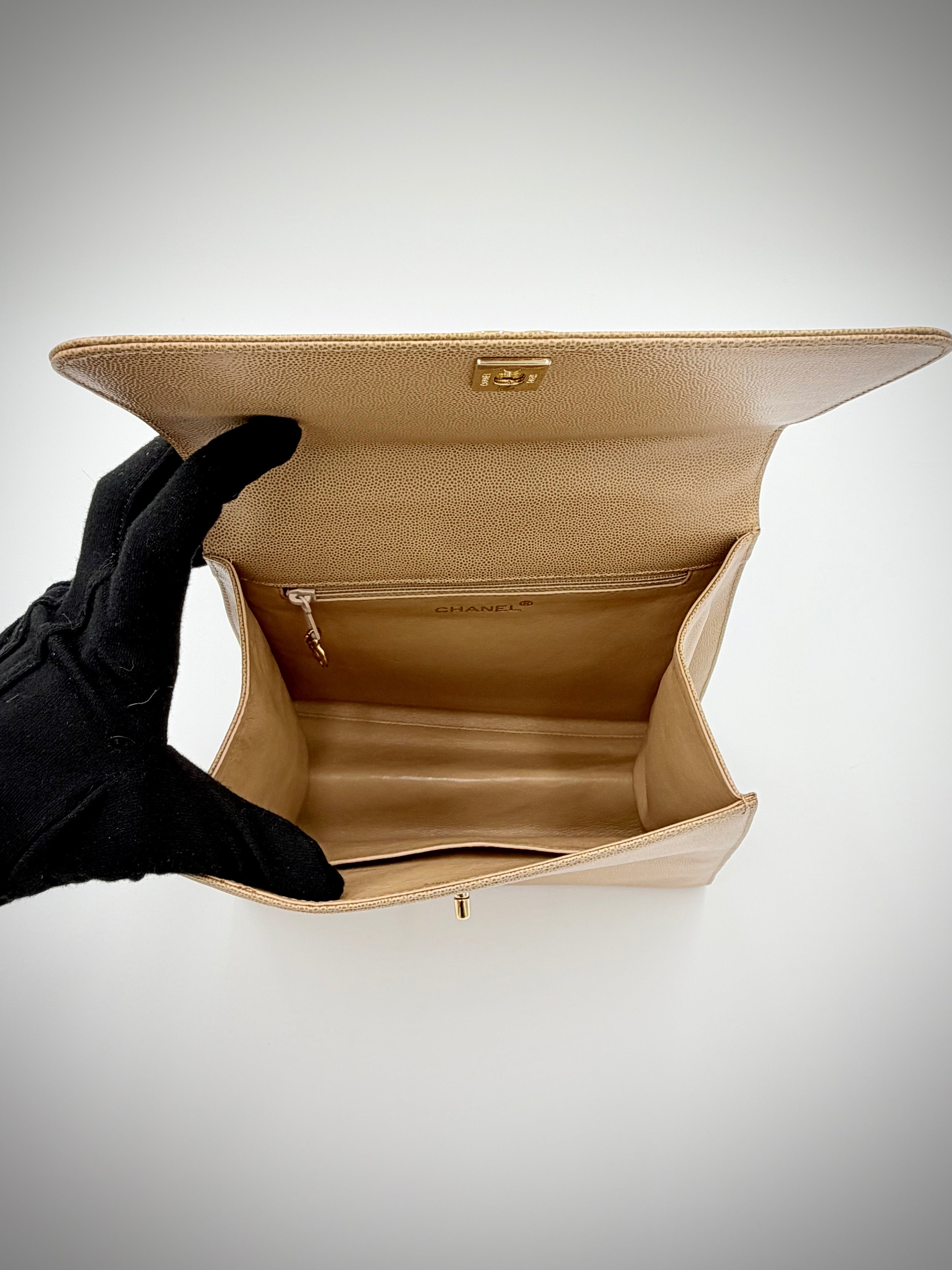 Chanel Beige Matelassé Caviar Twisted-Strap Bag — 1997-1999