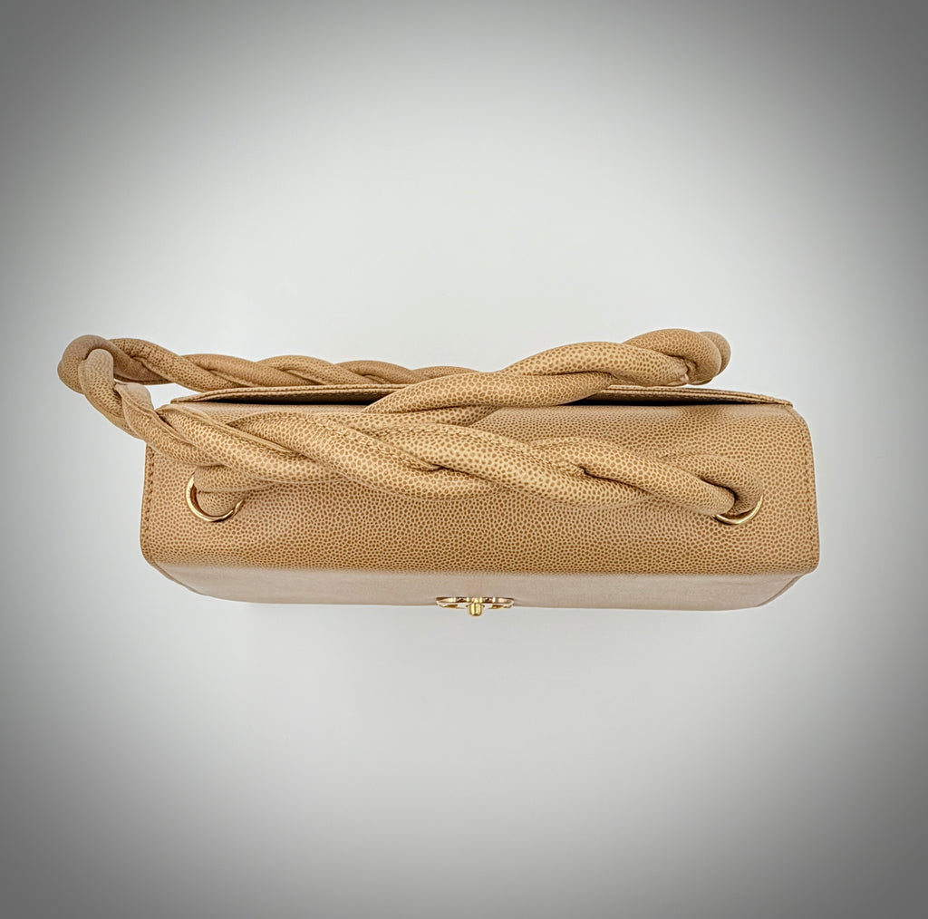 Chanel Beige Matelassé Caviar Twisted-Strap Bag — 1997-1999