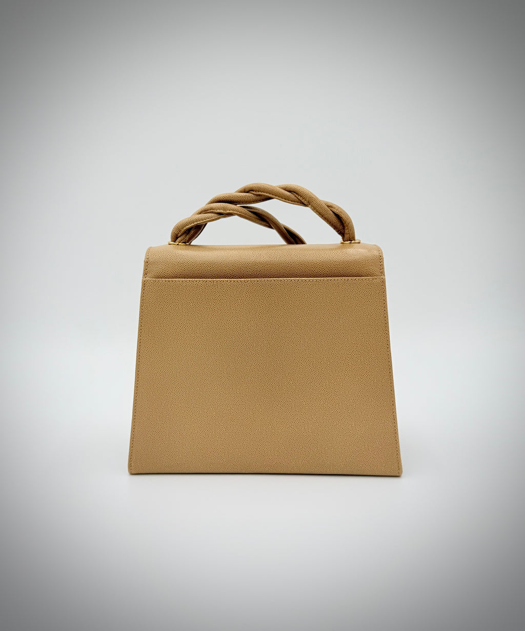 Chanel Beige Matelassé Caviar Twisted-Strap Bag — 1997-1999