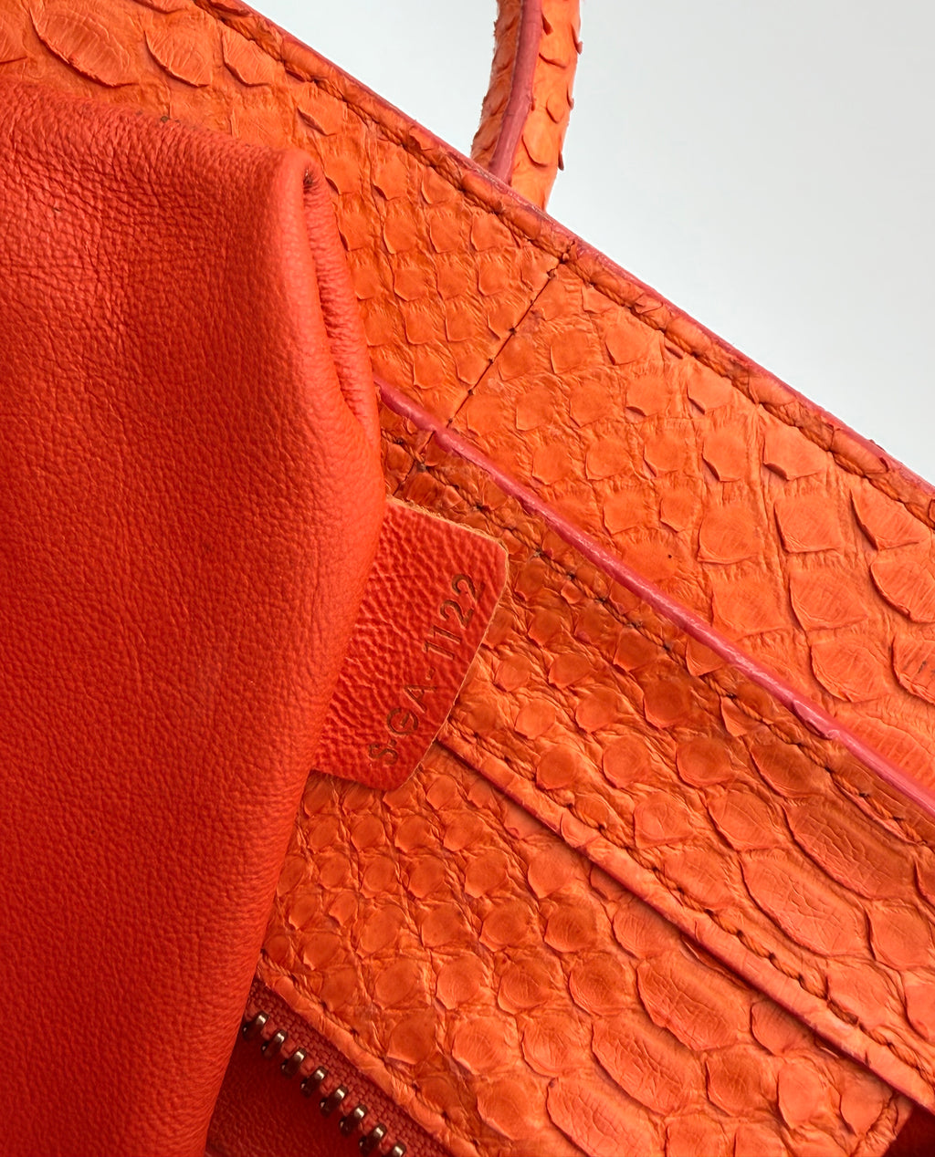 Céline Mini Luggage Tote — Orange Python