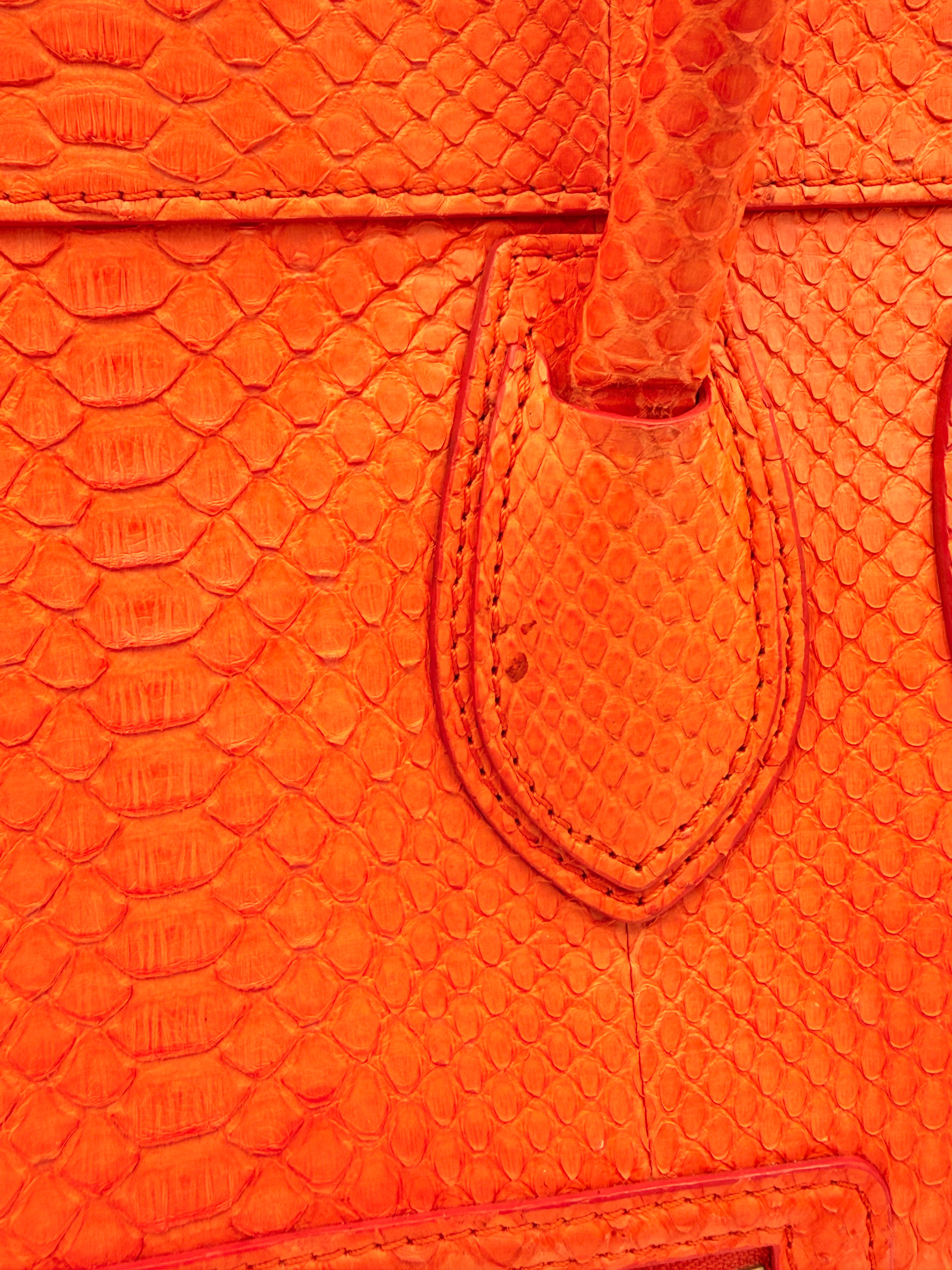 Céline Mini Luggage Tote — Orange Python