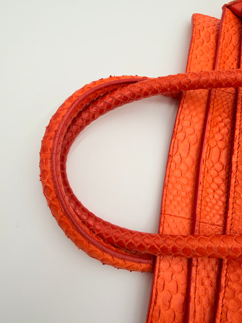 Céline Mini Luggage Tote — Orange Python