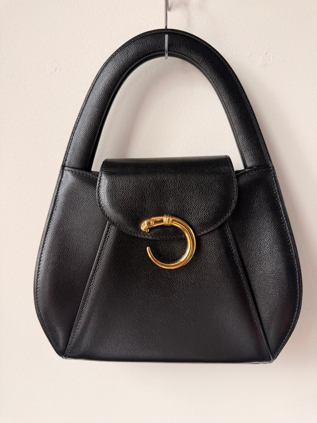 Vintage CARTIER Panthere Black Caviar Top Handle — 1995