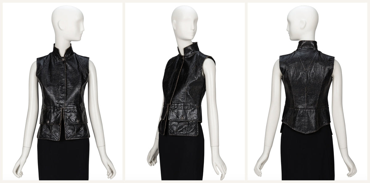 Chanel Deep Brown Croc-Effect Runway Gilet — F/W 2003